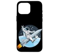 Cool Astronaut Riding a Launch Rocket Illustration Coque pour iPhone 16 Pro Max