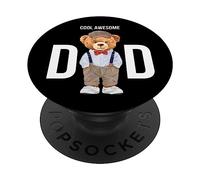 Cool Awesome Dad Teddy Bear Illustration Graphic Designs PopSockets PopGrip Adhésif