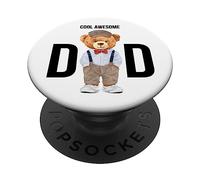 Cool Awesome Dad Teddy Bear Illustration Graphic Designs PopSockets PopGrip Adhésif