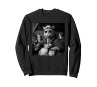 Cool Bank Robber Cat in Car Costume d'halloween Amusant Sweatshirt