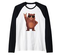 Cool Bear Rock on Funny Animal Cartoon Lunettes de Soleil Design Manche Raglan