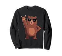Cool Bear Rock on Funny Animal Cartoon Lunettes de Soleil Design Sweatshirt