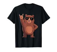 Cool Bear Rock on Funny Animal Cartoon Lunettes de Soleil Design T-Shirt