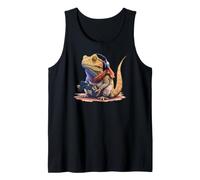 Cool Bearded Dragon Headphone Watercolor Art Decor Débardeur