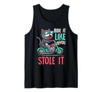 Cool Biker Cat Ride Like You Stole It Funny Motorcycle Citation Débardeur