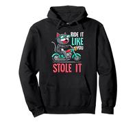 Cool Biker Cat Ride Like You Stole It Funny Motorcycle Citation Sweat à Capuche