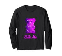 Cool Bite Me Colorful Gummy Bear Candy Illustration Graphic Manche Longue