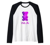 Cool Bite Me Colorful Gummy Bear Candy Illustration Graphic Manche Raglan