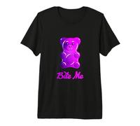 Cool Bite Me Colorful Gummy Bear Candy Illustration Graphic T-Shirt Haut de Gamme