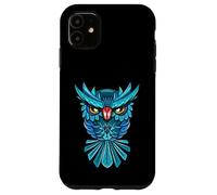 Cool Blue Halloween Night Owl Illustration Graphic Design Coque pour iPhone 11