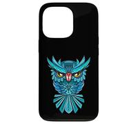 Cool Blue Halloween Night Owl Illustration Graphic Design Coque pour iPhone 13 Pro