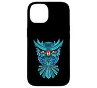 Cool Blue Halloween Night Owl Illustration Graphic Design Coque pour iPhone 14