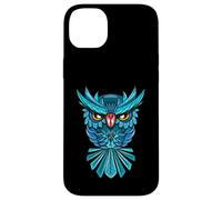 Cool Blue Halloween Night Owl Illustration Graphic Design Coque pour iPhone 14 Plus