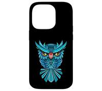 Cool Blue Halloween Night Owl Illustration Graphic Design Coque pour iPhone 14 Pro