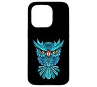 Cool Blue Halloween Night Owl Illustration Graphic Design Coque pour iPhone 15 Pro