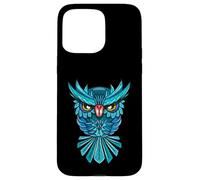 Cool Blue Halloween Night Owl Illustration Graphic Design Coque pour iPhone 15 Pro Max