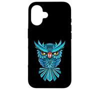 Cool Blue Halloween Night Owl Illustration Graphic Design Coque pour iPhone 16