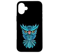 Cool Blue Halloween Night Owl Illustration Graphic Design Coque pour iPhone 16 Plus