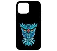 Cool Blue Halloween Night Owl Illustration Graphic Design Coque pour iPhone 16 Pro Max