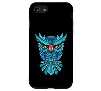 Cool Blue Halloween Night Owl Illustration Graphic Design Coque pour iPhone SE (2020) / 7/8