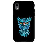 Cool Blue Halloween Night Owl Illustration Graphic Design Coque pour iPhone XR