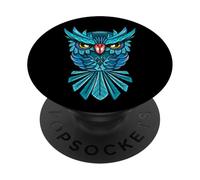 Cool Blue Halloween Night Owl Illustration Graphic Design PopSockets PopGrip Adhésif