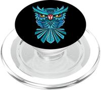 Cool Blue Halloween Night Owl Illustration Graphic Design PopSockets PopGrip pour MagSafe