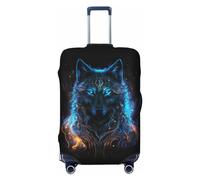 Cool Blue Light Wolf Housses de voyage élastiques pour valises de 45,7 à 81,6 cm, Noir, Mediano