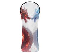 Cool Blue Red Dragon Lot de housses de club de golf avec étiquettes interchangeables pour bois et driver hybride