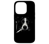 Cool Border Collie fumant Un Chien Cigarette Coque pour iPhone 14 Pro
