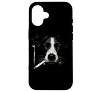 Cool Border Collie fumant Un Chien Cigarette Coque pour iPhone 16