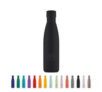 Cool Bottles - Bouteille en Acier Inoxidable - 500 ml - Mono Black- 26,5 x 7 cm - Bouteille Isotherme - Boissons Froides 36 Heures Boissons Chaudes 18 Heures - Triple-Cool Technology - Sans BPA