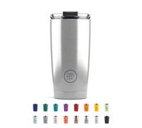 Cool Bottles - Gobelet isotherme en inox - 550 ml - Metallic Silver - Couvercle hermétique - Tasse à café - Boissons froides 10 heures et chaudes 5 heures - Sans BPA