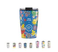 Cool Bottles - Mug isotherme en acier inoxydable 330 ml - Sans BPA - Étanche avec couvercle hermétique- Boissons froides 10 h et chaudes 5 h - Sunshine Fiesta