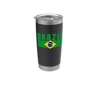 Cool Brazil Vert/Jaune Fan Gear Retro Rayé Gobelet isotherme en acier inoxydable double paroi