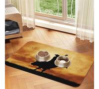 Cool Bull Riding Tapis de gamelle imprimé pour animal domestique, antidérapant et sans goût pour chien et chat