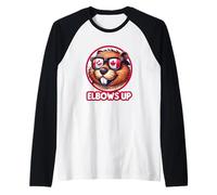 Cool Canadian Beaver Elbows Up Funny Canada Design Manche Raglan