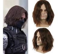 Cool Captain America Guerre Civile Hiver Soldat Bucky Barnes Cosplay Brun Foncé Perruques Fête Halloween Cheveux Toupet Avec Filet À Cheveux