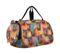 Cool Capybaras Pop Art Sac de sport avec compartiment à chaussures Grande capacité Weekender Nuit Dance Sac pour l'école, le sport, les voyages