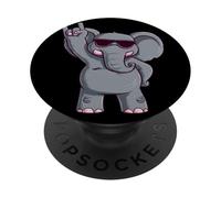 Cool Cartoon Elephant Rock Hand Sign Punk Mascotte Graphic PopSockets PopGrip Adhésif