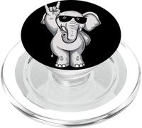 Cool Cartoon Elephant Rock Hand Sign Punk Mascotte Graphic PopSockets PopGrip pour MagSafe
