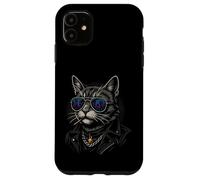 Cool Cat in Shades with City Lights Retro Streetwear Vibe Coque pour iPhone 11