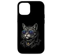 Cool Cat in Shades with City Lights Retro Streetwear Vibe Coque pour iPhone 12/12 Pro