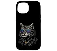 Cool Cat in Shades with City Lights Retro Streetwear Vibe Coque pour iPhone 15