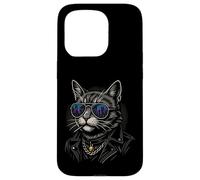 Cool Cat in Shades with City Lights Retro Streetwear Vibe Coque pour iPhone 15 Pro