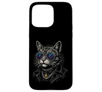 Cool Cat in Shades with City Lights Retro Streetwear Vibe Coque pour iPhone 15 Pro Max