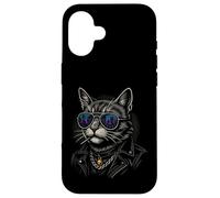Cool Cat in Shades with City Lights Retro Streetwear Vibe Coque pour iPhone 16