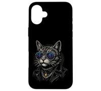 Cool Cat in Shades with City Lights Retro Streetwear Vibe Coque pour iPhone 16 Plus