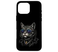 Cool Cat in Shades with City Lights Retro Streetwear Vibe Coque pour iPhone 16 Pro Max