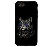 Cool Cat in Shades with City Lights Retro Streetwear Vibe Coque pour iPhone SE (2020) / 7/8